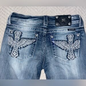 Miss Me Blue Jeans with Silver Embellishments